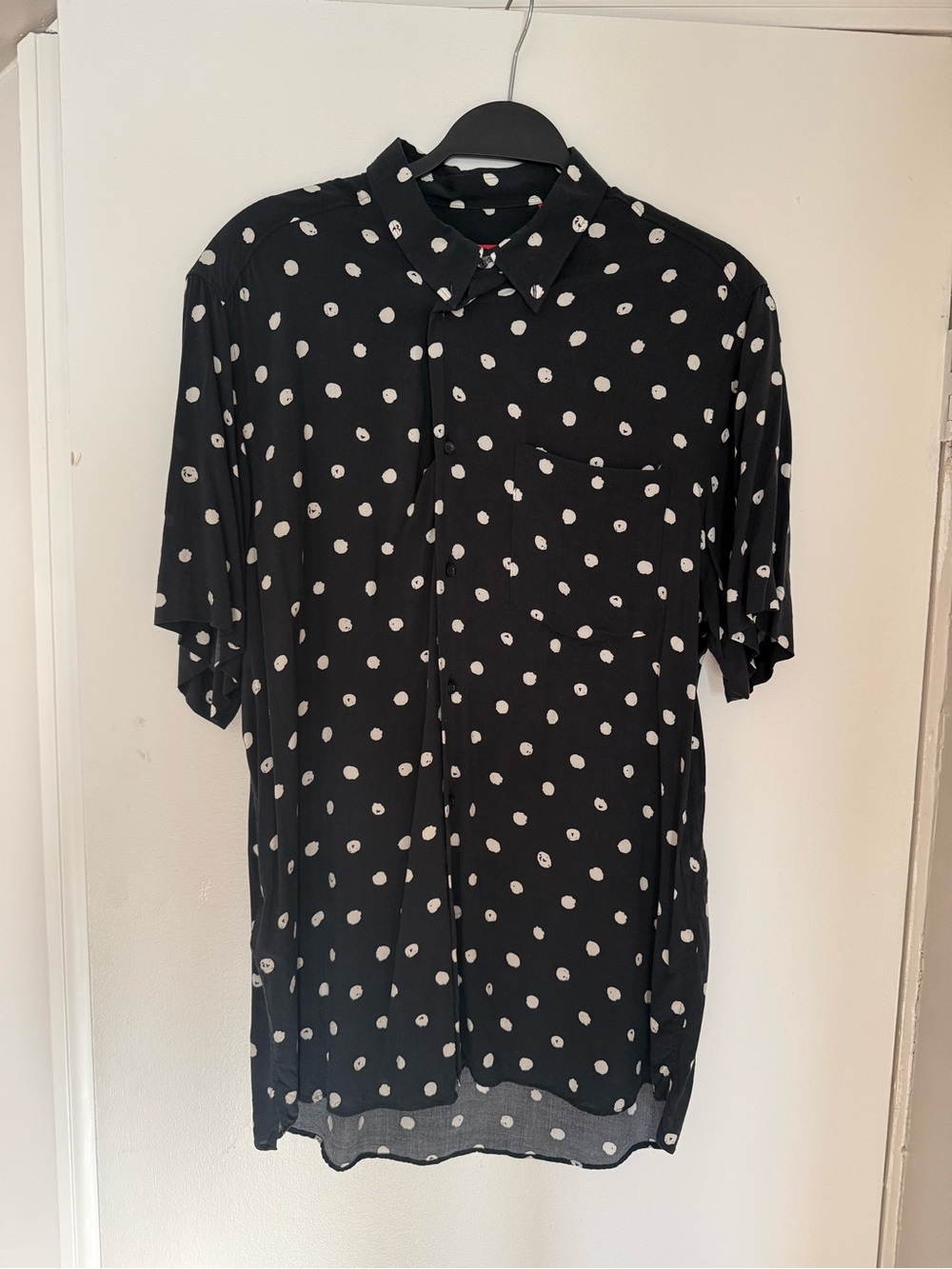 Hugo Boss Black Short-Sleeve Button-Down with White Polka Dots